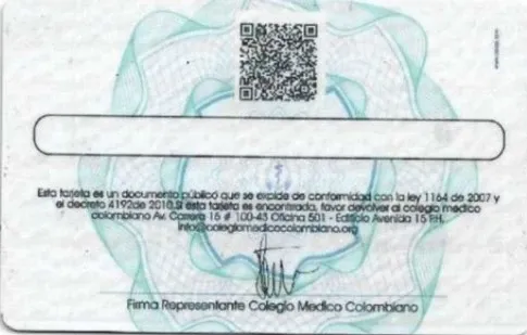 Tarjeta Profesional Posterior